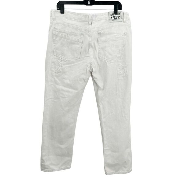 Brooklyn Express White Distroyed Distressed Jeans Size 36x30 Mens - Picture 2 of 12